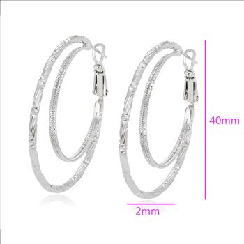 Platinum Plated 42.0mm Double Hoop Earrings