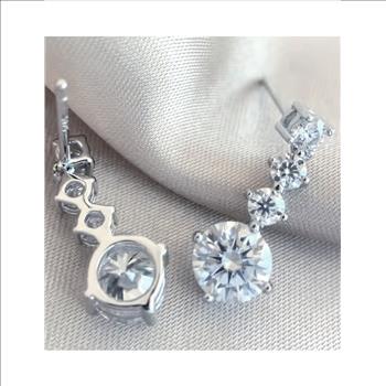 925 Sterling Silver Moissanite (2.6tcw) 1.0ct Tassel Earrings