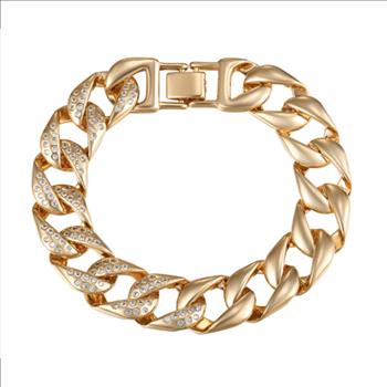Iced Out 14.0mm 18K Gold Plated Cuban Link Bracelet