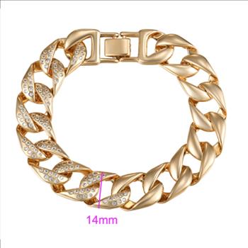 Iced Out 14.0mm 18K Gold Plated Cuban Link Bracelet