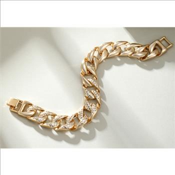 Iced Out 14.0mm 18K Gold Plated Cuban Link Bracelet