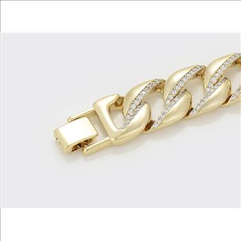 Iced Out 14.0mm 14K Gold Plated Cuban Link Bracelet
