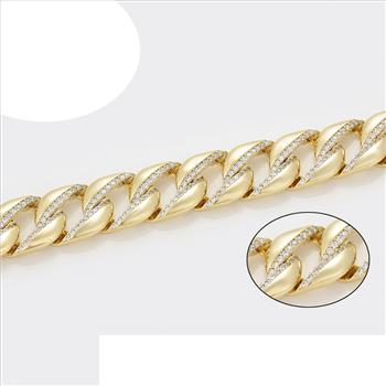 Iced Out 14.0mm 14K Gold Plated Cuban Link Bracelet