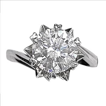 925 Sterling Silver 3.0ct Moissanite Heart Prong Solitaire Ring