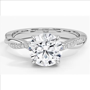925 Sterling Silver Moissanite 3.0ct Twist Band Solitaire Ring