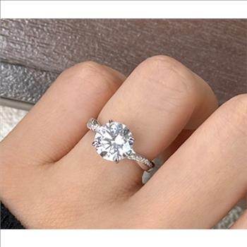 925 Sterling Silver Moissanite 3.0ct Twist Band Solitaire Ring