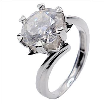 925 Sterling Silver 3.0ct Moissanite Heart Prong Solitaire Ring