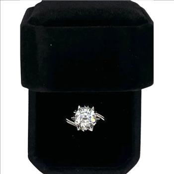 925 Sterling Silver 3.0ct Moissanite Heart Prong Solitaire Ring