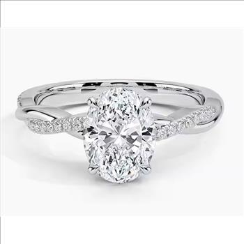 925 Sterling Silver Moissanite 1.5ct Oval Cut Twist Ring