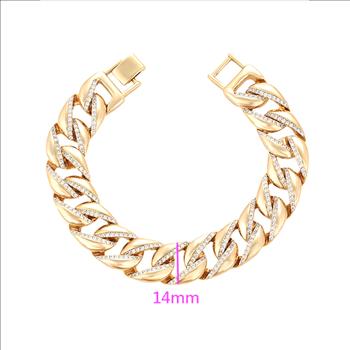 Iced Out 14.0mm 18K Gold Plated Cuban Link Bracelet