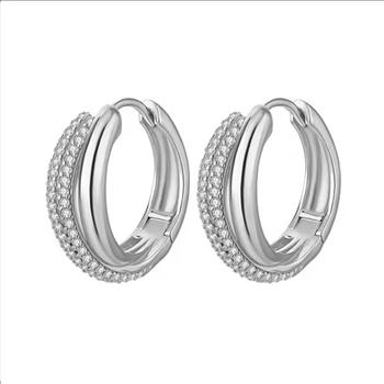 925 Sterling Silver Moissanite 0.005.ct Huggie Earrings