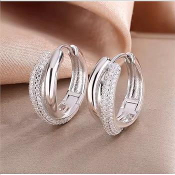 925 Sterling Silver Moissanite 0.005.ct Huggie Earrings