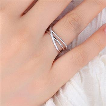 925 Sterling Silver Moissanite 0.005ct Triple Band Ring