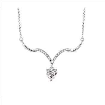 925 Sterling Silver 0.5ct Moissanite Heart Cut Necklace