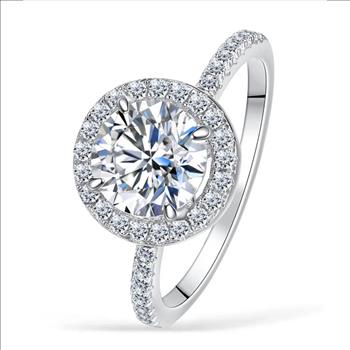 925S Sterling Silver Moissanite 1.5ct Halo Chanel Ring