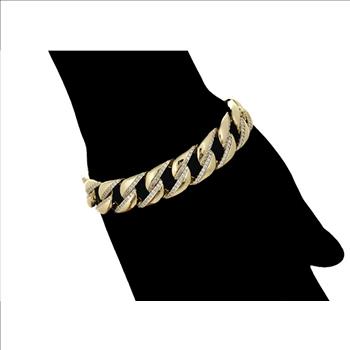 Iced Out 14.0mm 14K Gold Plated Cuban Link Bracelet