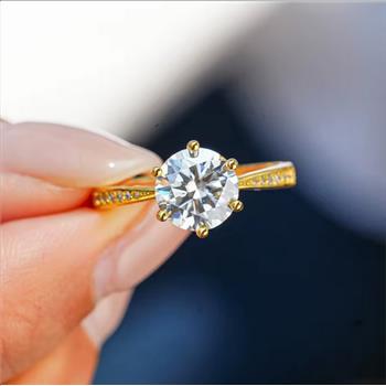 925 Sterling Silver Moissanite 1.0ct 18K Chanel Ring