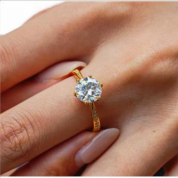 925 Sterling Silver Moissanite 1.0ct 18K Chanel Ring