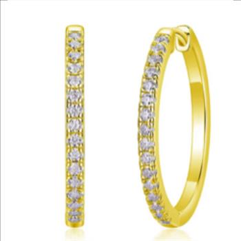 925 Sterling Silver Moissanite 0.015ct 18K Hoop Earrings