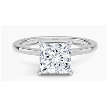 925 Sterling Silver Moissanite 2.0ct Princess Cut Solitaire Ring