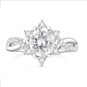 925 Sterling Silver Moissanite 1.0ct Flower Twist Band Ring