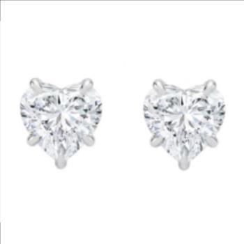 925 Sterling Silver Moissanite 1.0ct Heart Cut Earrings