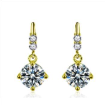925 Sterling Silver Moissanite 0.5ct 18K Gold Plated Tassel Earrings