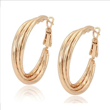 32.0mm 18K Gold Plated Triple Hoop Earrings