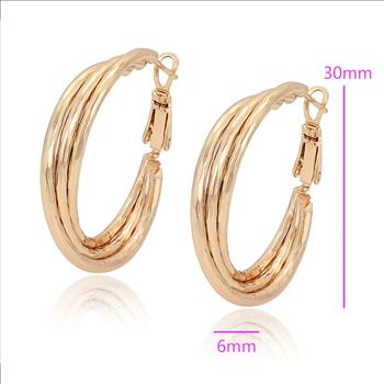 32.0mm 18K Gold Plated Triple Hoop Earrings
