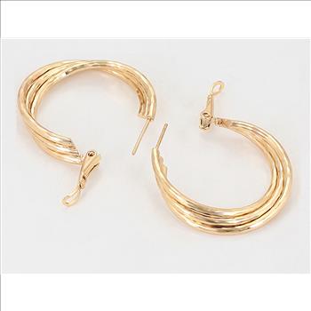 32.0mm 18K Gold Plated Triple Hoop Earrings