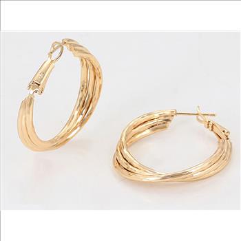32.0mm 18K Gold Plated Triple Hoop Earrings
