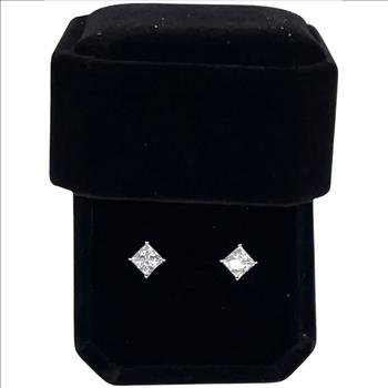 925 Sterling Silver Luxury Moissanite 1.0ct Princess Cut Earrings