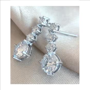 925 Sterling Silver Moissanite (2.6tcw) 1.0ct Tassel Earrings