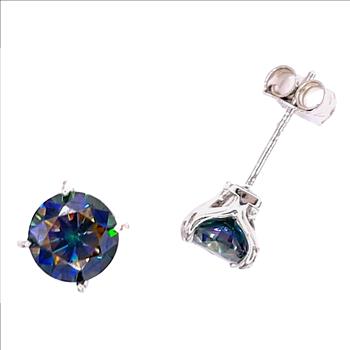 925 Sterling Silver 1.0ct Blue Moissanite Stud Earrings