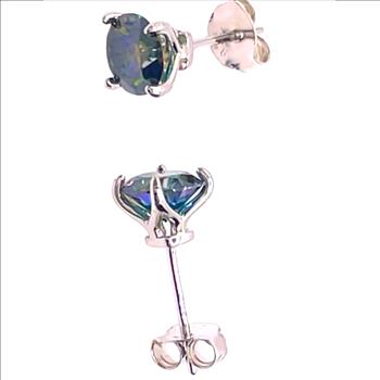 925 Sterling Silver 1.0ct Blue Moissanite Stud Earrings
