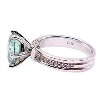 925 Sterling Silver 5.0ct Green Moissanite Chanel Ring