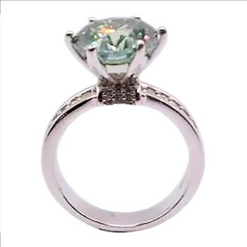 925 Sterling Silver 5.0ct Green Moissanite Chanel Ring