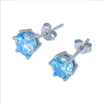 925 Sterling Silver 1.0ct Ocean Blue Moissanite Stud Earrings