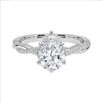 925S Sterling Silver 2.0ct Moissanite Twist Pear Ring
