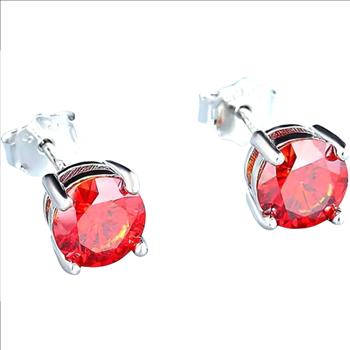 925 Sterling Silver 2.0ct Luxury Moissanite Lab Diamond Red Stud Earrings