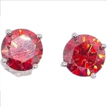 925 Sterling Silver 2.0ct Luxury Moissanite Lab Diamond Red Stud Earrings