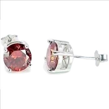 925 Sterling Silver 2.0ct Luxury Moissanite Lab Diamond Red Stud Earrings
