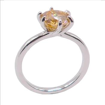 925 Sterling Silver 2.0ct Champagne Moissanite Ring