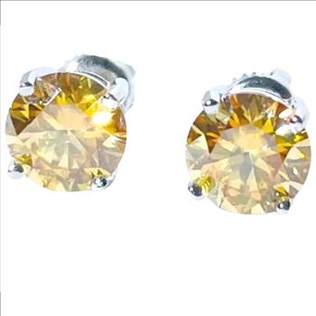 925 Sterling Silver 2.0ct Moissanite Champagne Stud Earrings