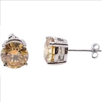 925 Sterling Silver 2.0ct Moissanite Champagne Stud Earrings