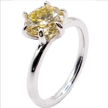 925 Sterling Silver Yellow Moissanite 2.0ct Ring