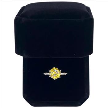 925 Sterling Silver Yellow Moissanite 2.0ct Ring