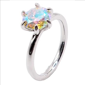 925 Sterling Silver Aurora Moissanite 2.0ct Ring