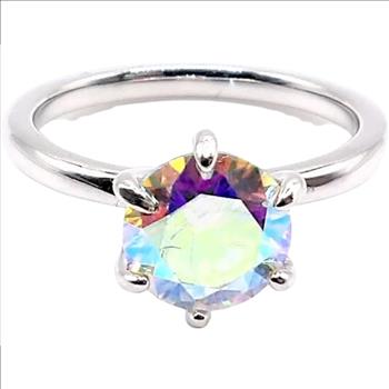 925 Sterling Silver Aurora Moissanite 2.0ct Ring