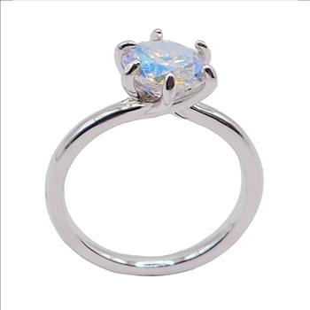 925 Sterling Silver Aurora Moissanite 2.0ct Ring